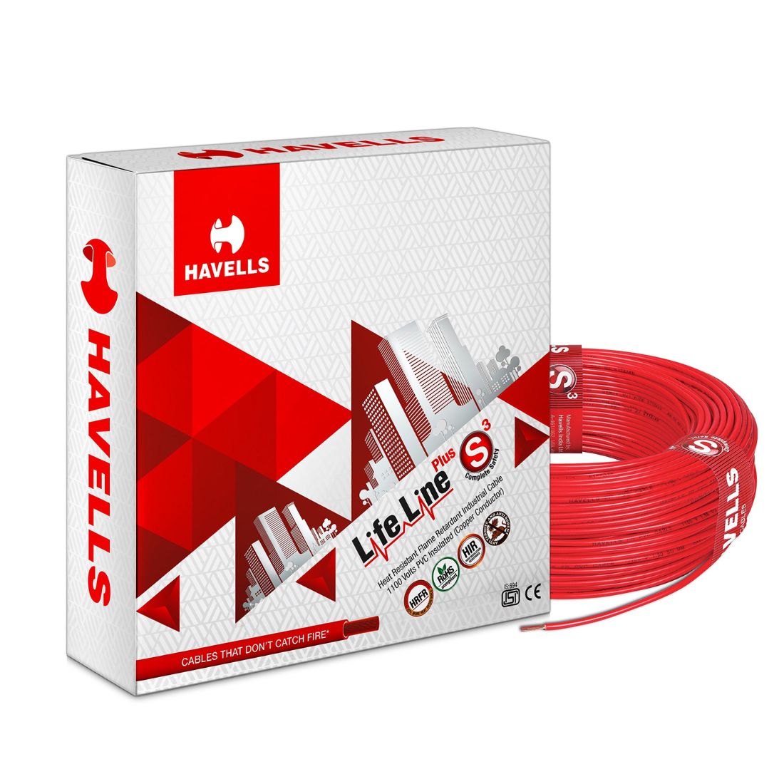 HAVELLS FR PVC Housing Wire, Length: 90 m [0.50 sq. mm, Red]